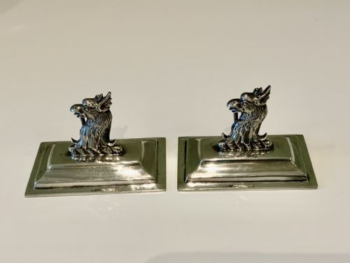 Heraldic Silver Menu Holders