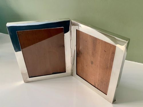 Silver Double Folding Photograph Fram