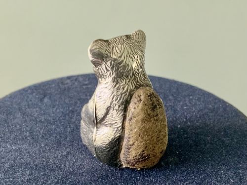 RARE SMALL SILVER TEDDY BEAR PIN CUSHION - ADDITIONAL PHOTO 2
