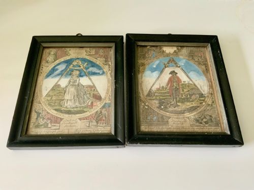 18th Century Hand Coloured Masonic Prints “Within the Compass”