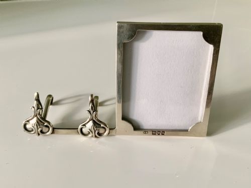 Art Nouveau Silver Frame & Name Holder