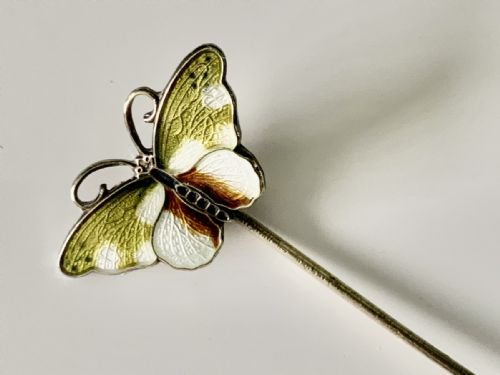 NORWEGIAN SILVER ENAMEL BUTTERFLY LAPEL PIN - ADDITIONAL PHOTO 1