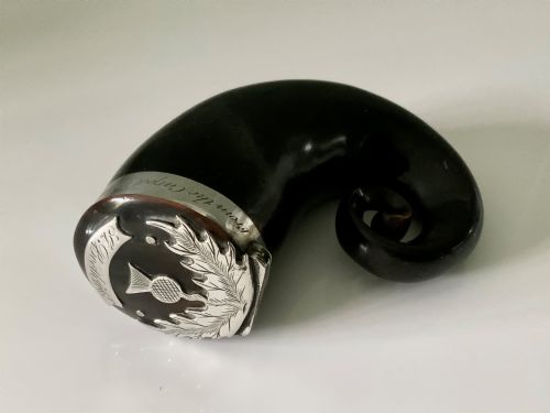 Scottish Horn and Silver Snuff Mull - Interesting Inscription