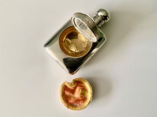 Rare Silver Scent Bottle Powder Compact Combination