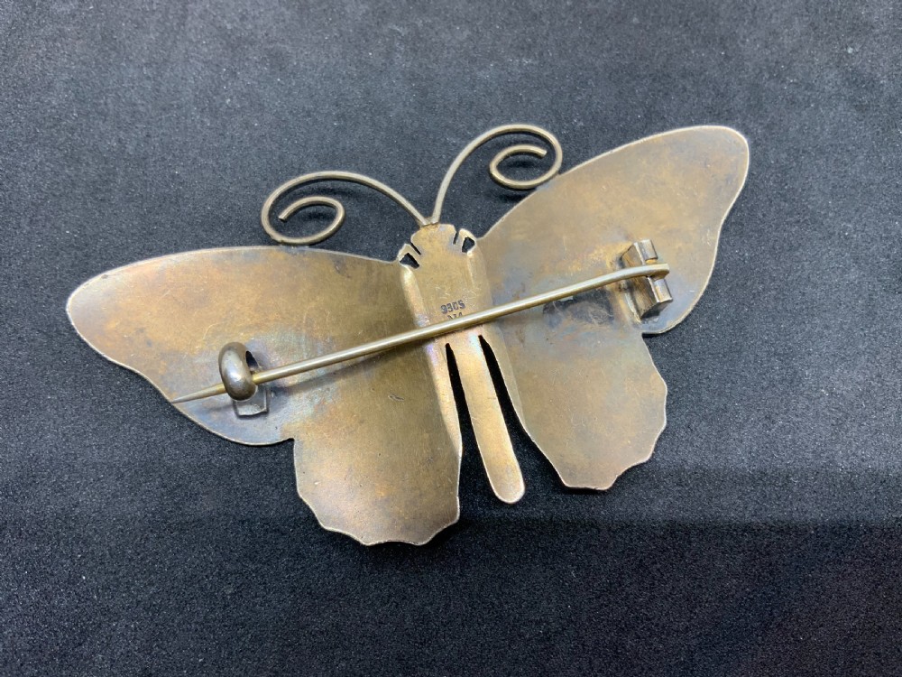 Marius Hammer silver enamel butterfly brooch View II