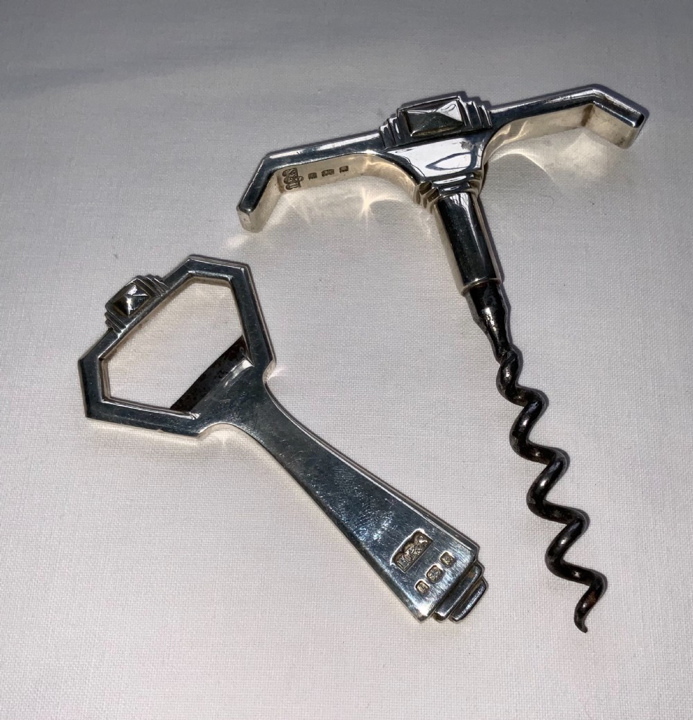 Art Deco silver corkscrew & bottle opener View IV