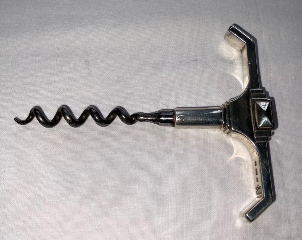 Art Deco silver corkscrew & bottle opener View VI