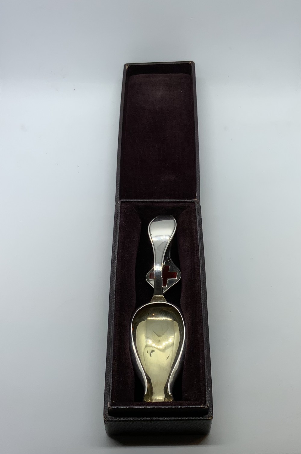 Boxed Silver Red Cross Medicine Spoon