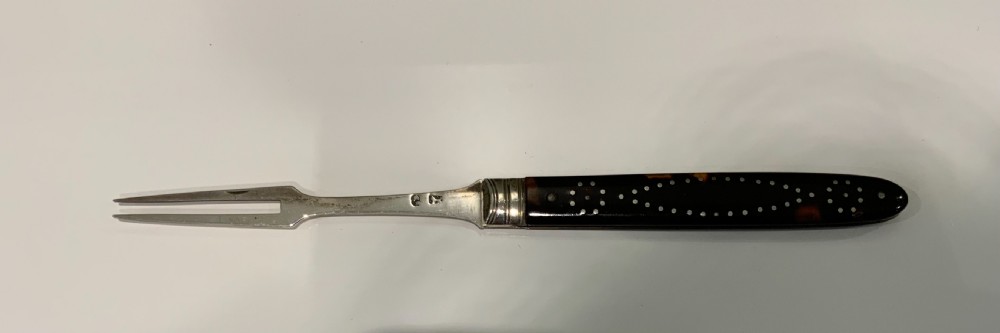 Georgian tortoiseshell silver folding fruit fork