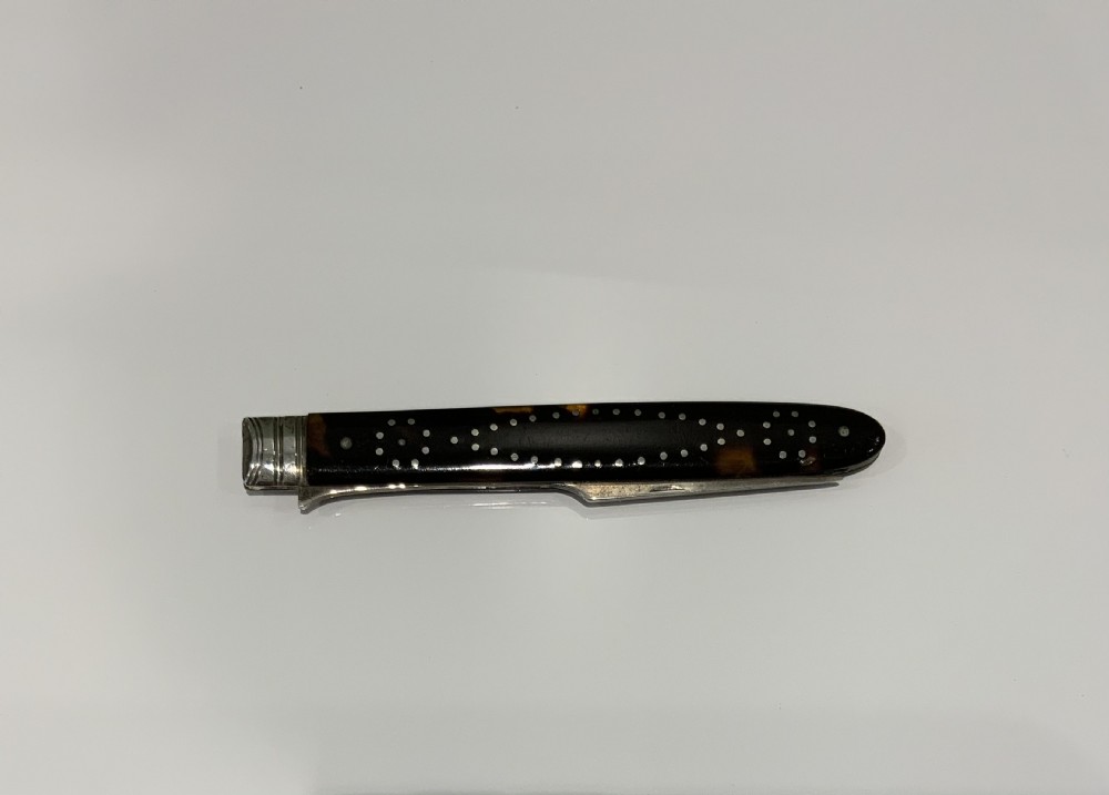 Georgian tortoiseshell silver folding fruit fork View II