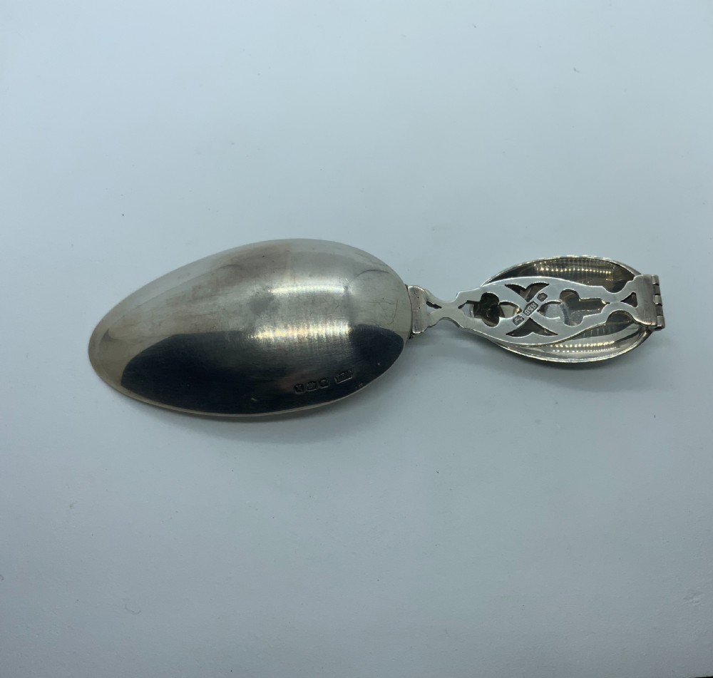 Double ended folding silver medicine spoon View III