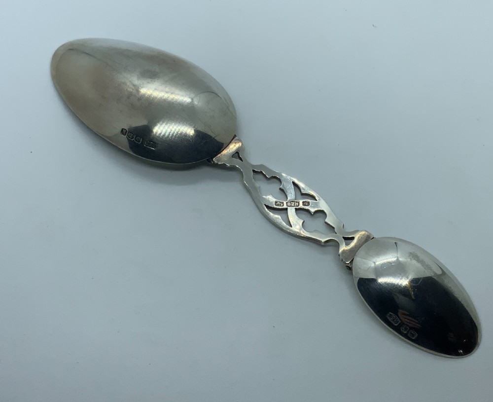 Double ended folding silver medicine spoon View IV