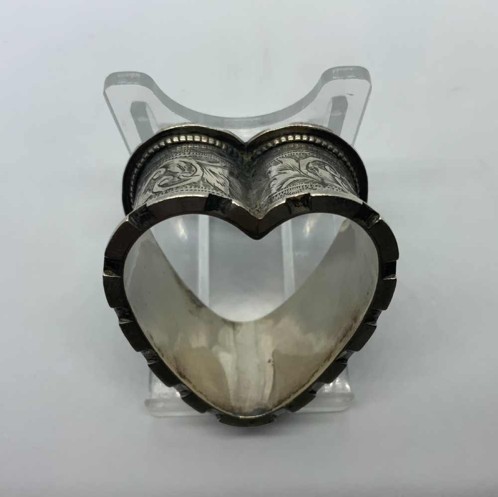 Silver heart shaped napkin ring