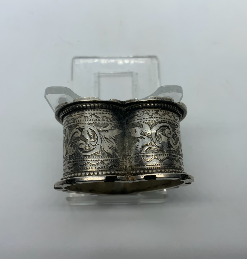 Silver heart shaped napkin ring View II