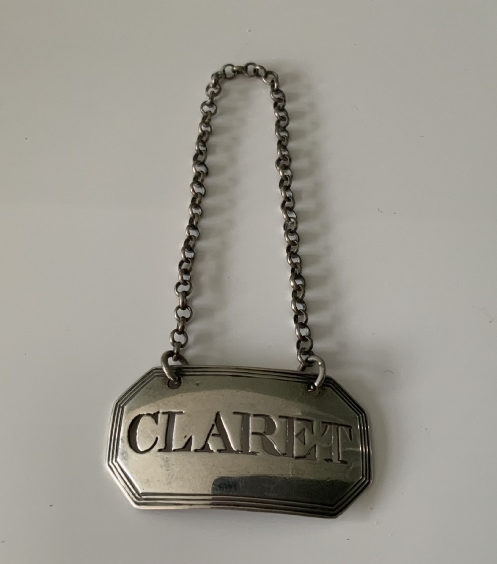 Georgian silver Claret wine label