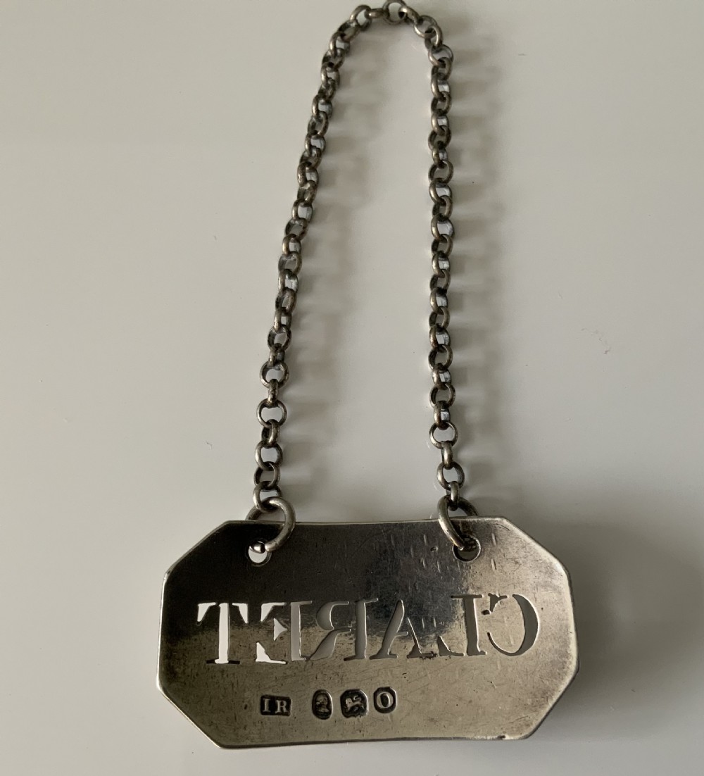 Georgian silver Claret wine label View II