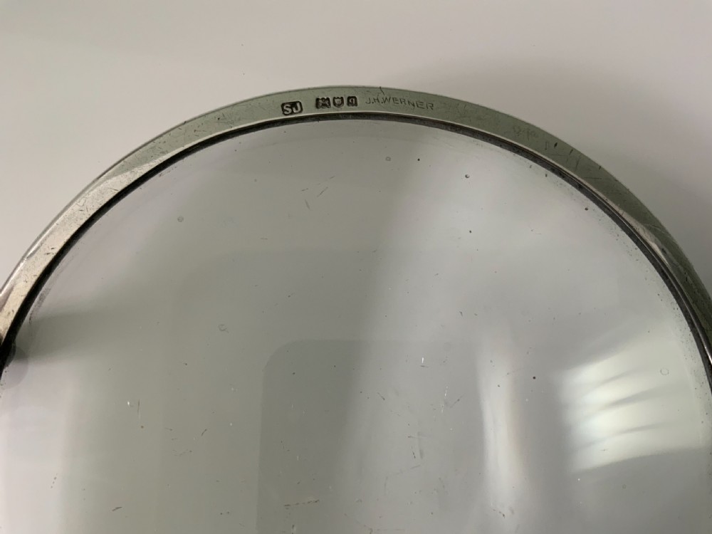 Large silver shagreen handle magnifying glass View III