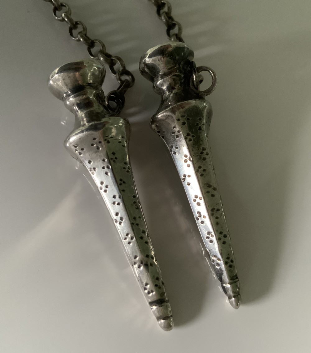 Dutch silver knitting needle guards - late 18th century View IV
