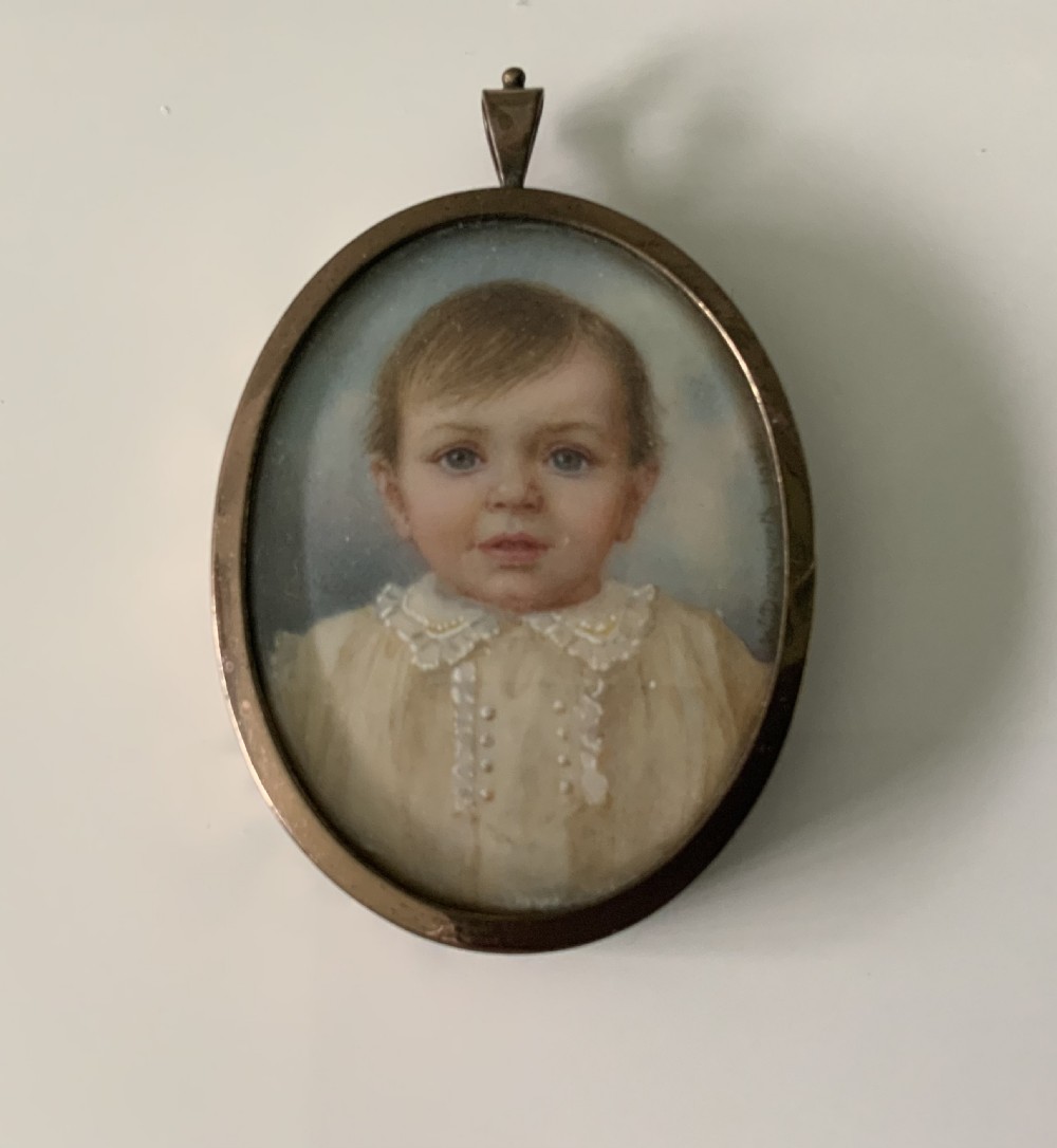 Portrait miniature of a young child - W Dongworth View II