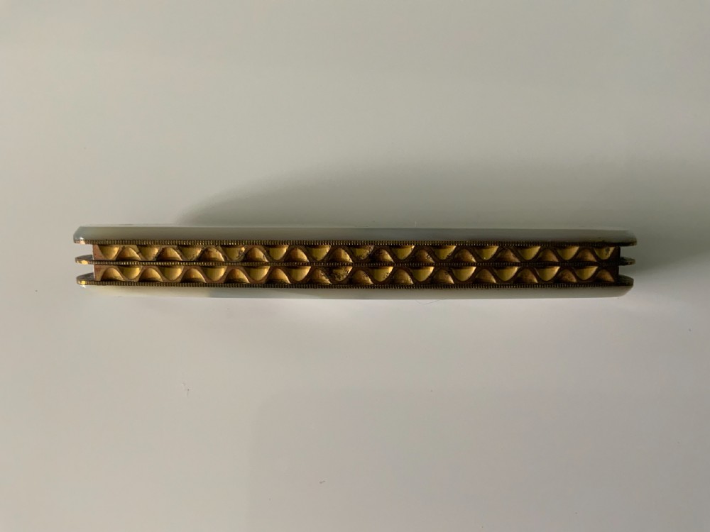 A pristine Edwardian folding mother of pearl pocket knife original case View VI