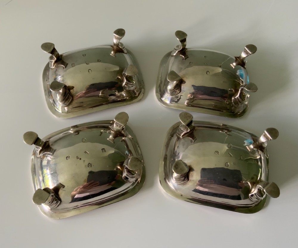 Four Georgian silver salts & spoons. View II
