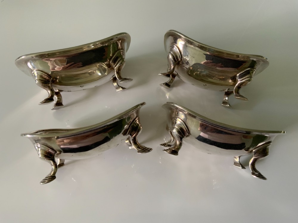 Four Georgian silver salts & spoons. View III