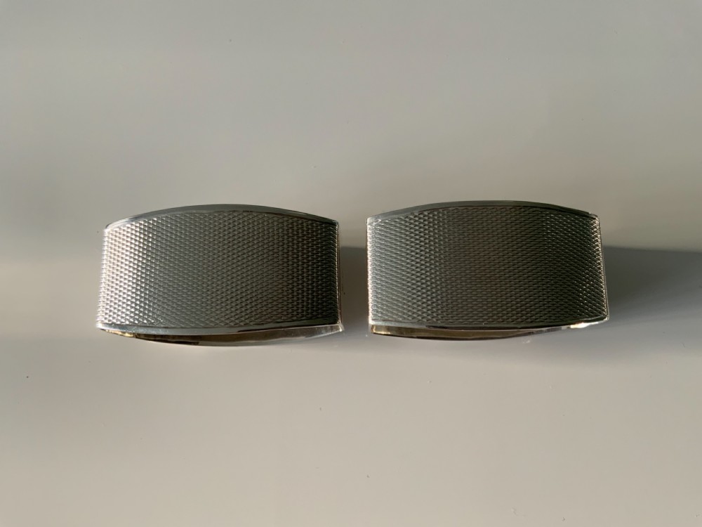 Pair of silver Art Deco napkin rings in original box View V