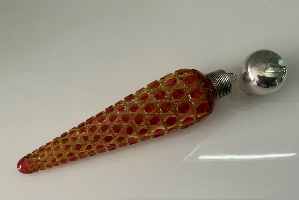 Victorian cut glass silver topped scent bottle