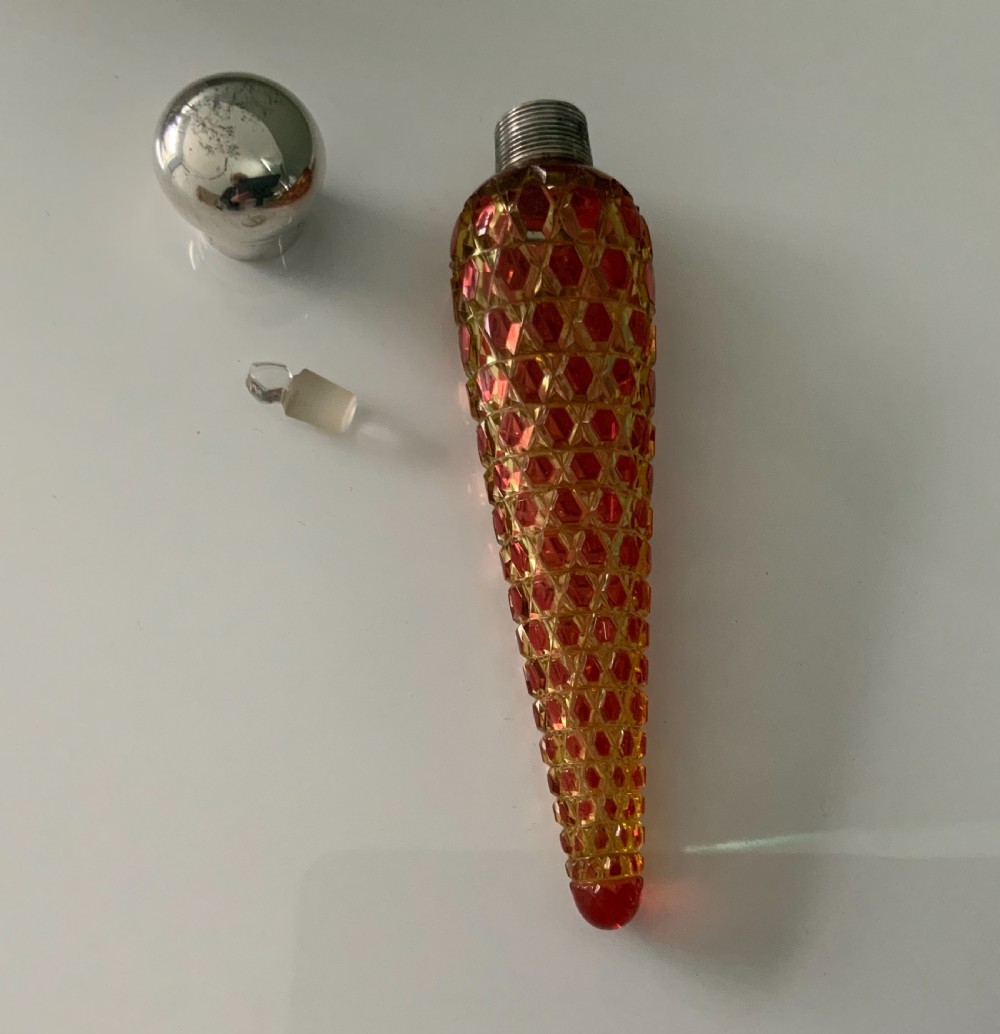 Victorian cut glass silver topped scent bottle View III