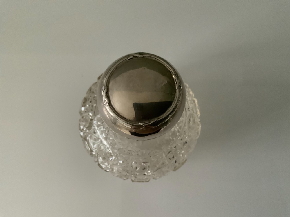 Edwardian silver topped glass scent bottle View VI