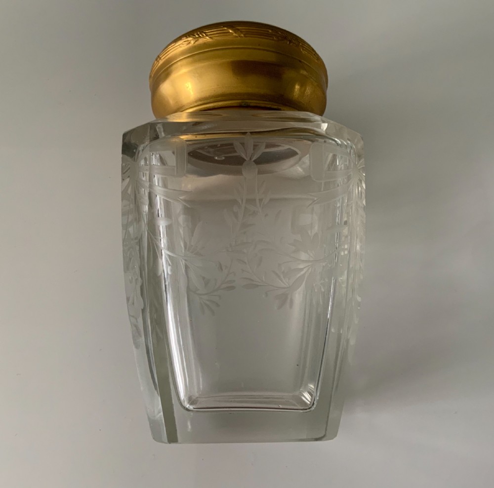 French etched glass & ormolu dressing table jar View III