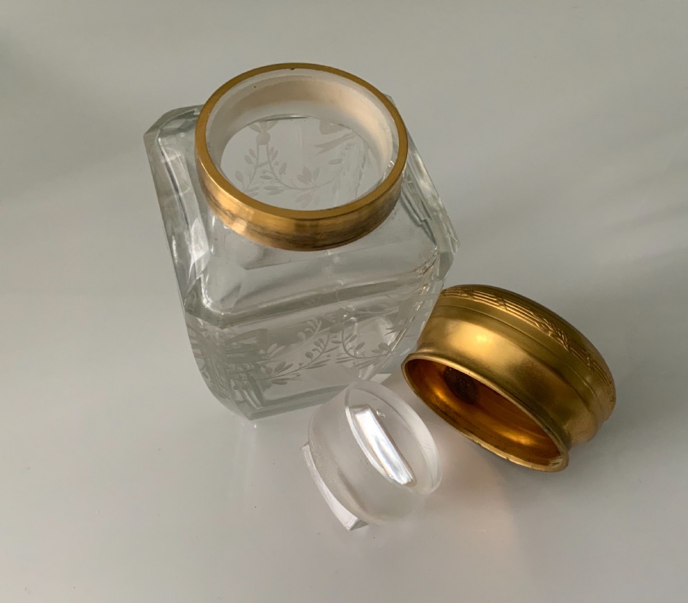 French etched glass & ormolu dressing table jar View V
