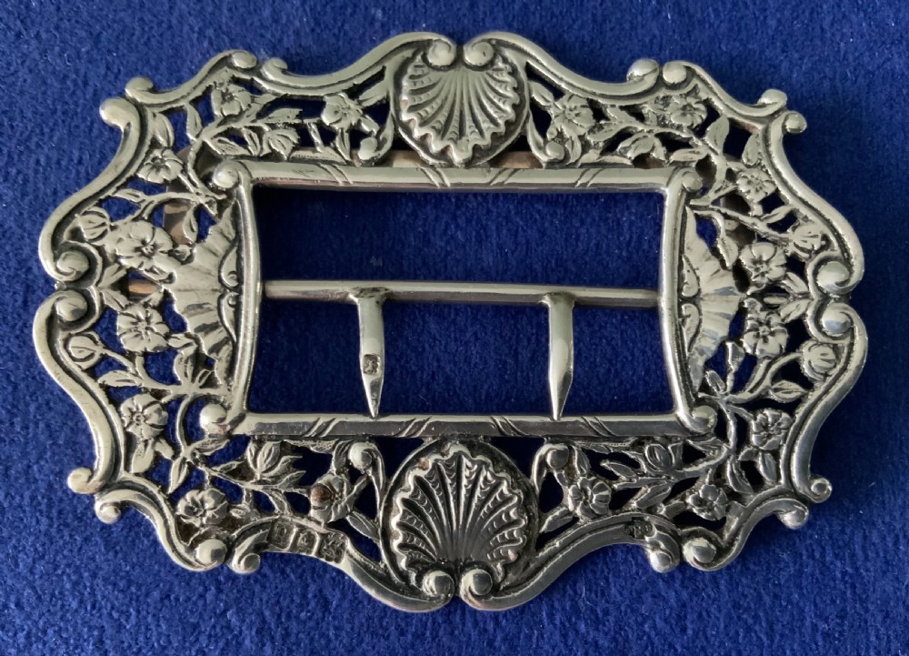 Victorian silver belt buckle William Hutton & Sons