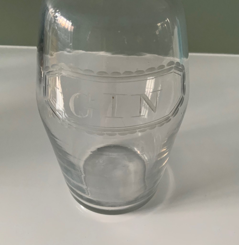 Georgian spirit decanter with etched label View II