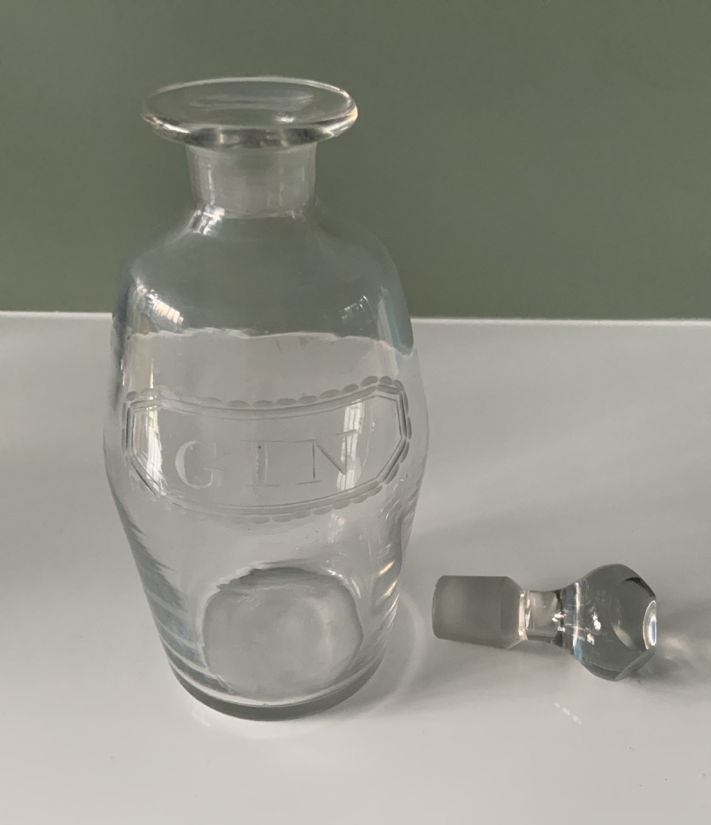 Georgian spirit decanter with etched label View III