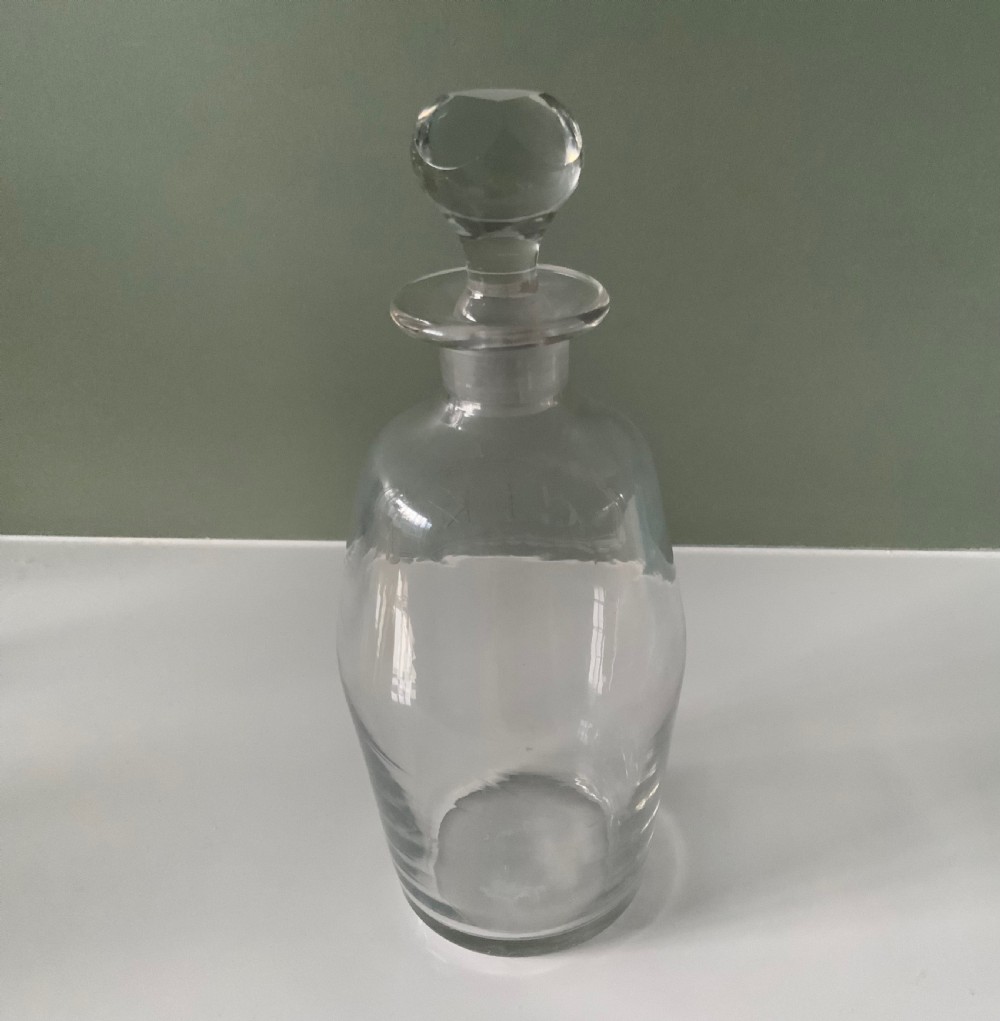 Georgian spirit decanter with etched label View V
