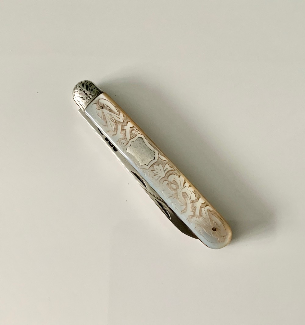 Super silver & MOP fruit knife & nutpick