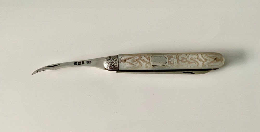 Super silver & MOP fruit knife & nutpick View IV