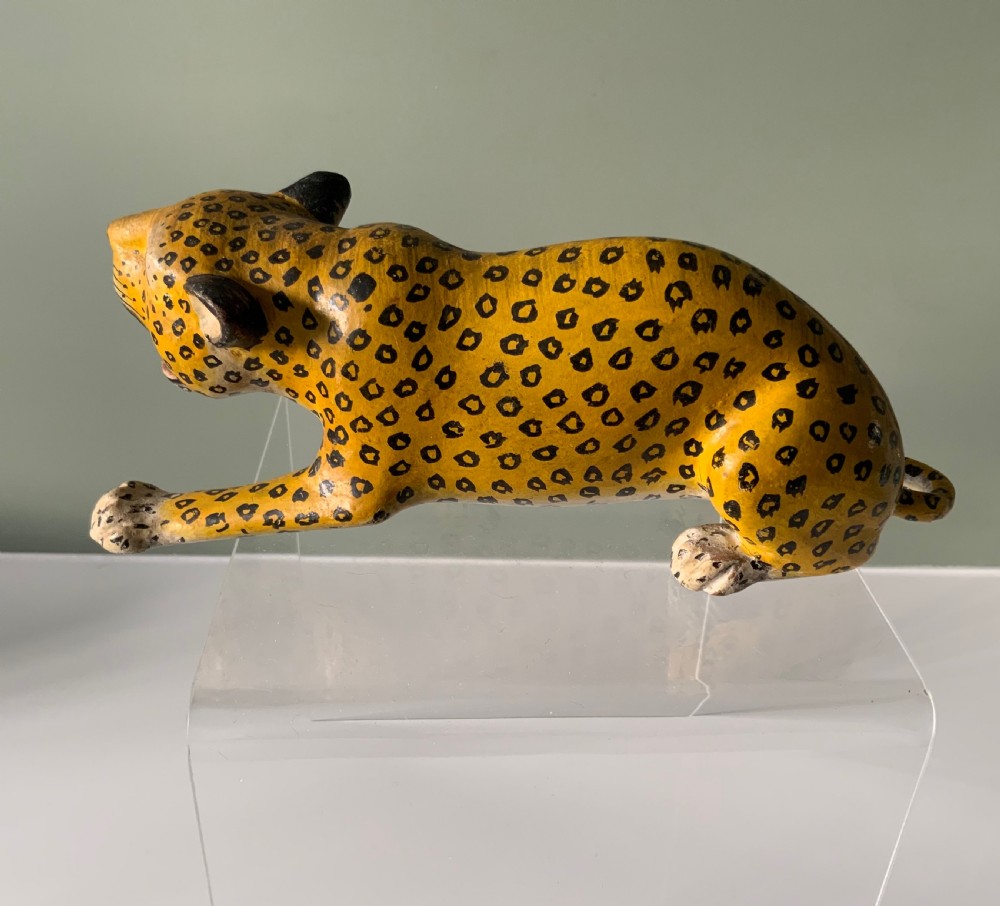 Early 20th Century Indian wooden leopard View V