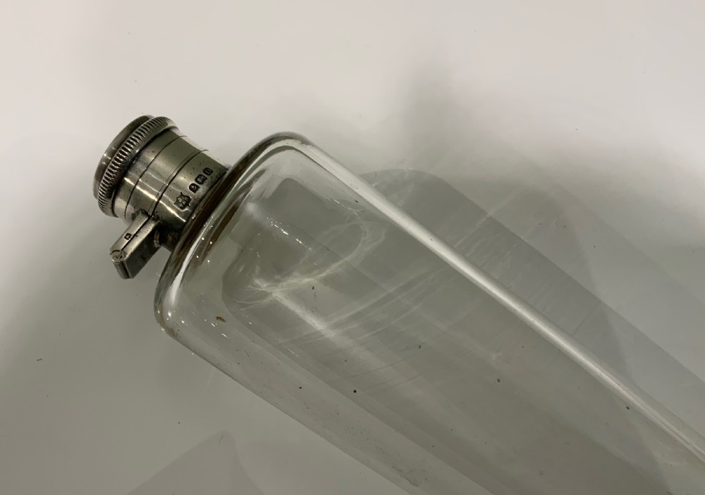 Silver topped hunting flask & case View II