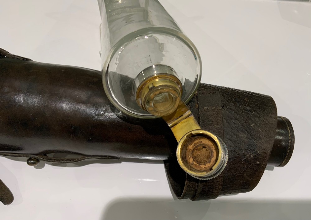 Silver topped hunting flask & case View III