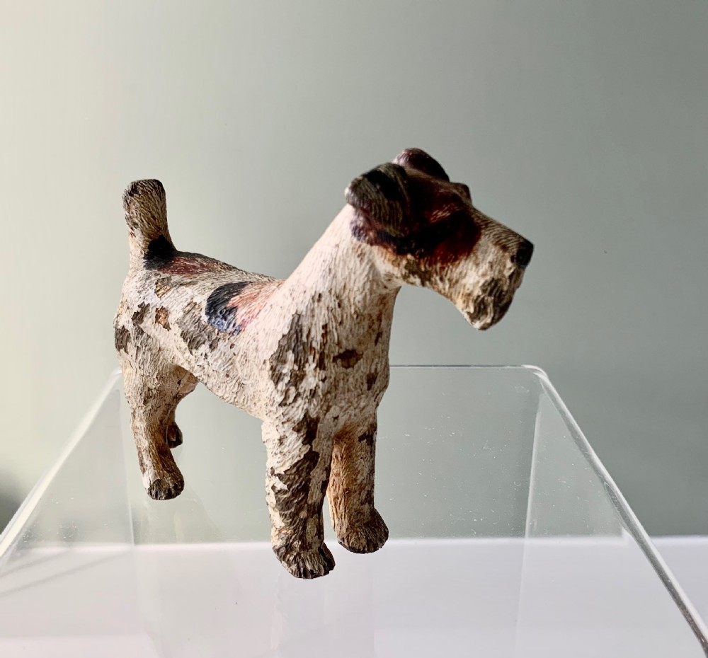 Cold painted bronze wire haired fox terrier View V
