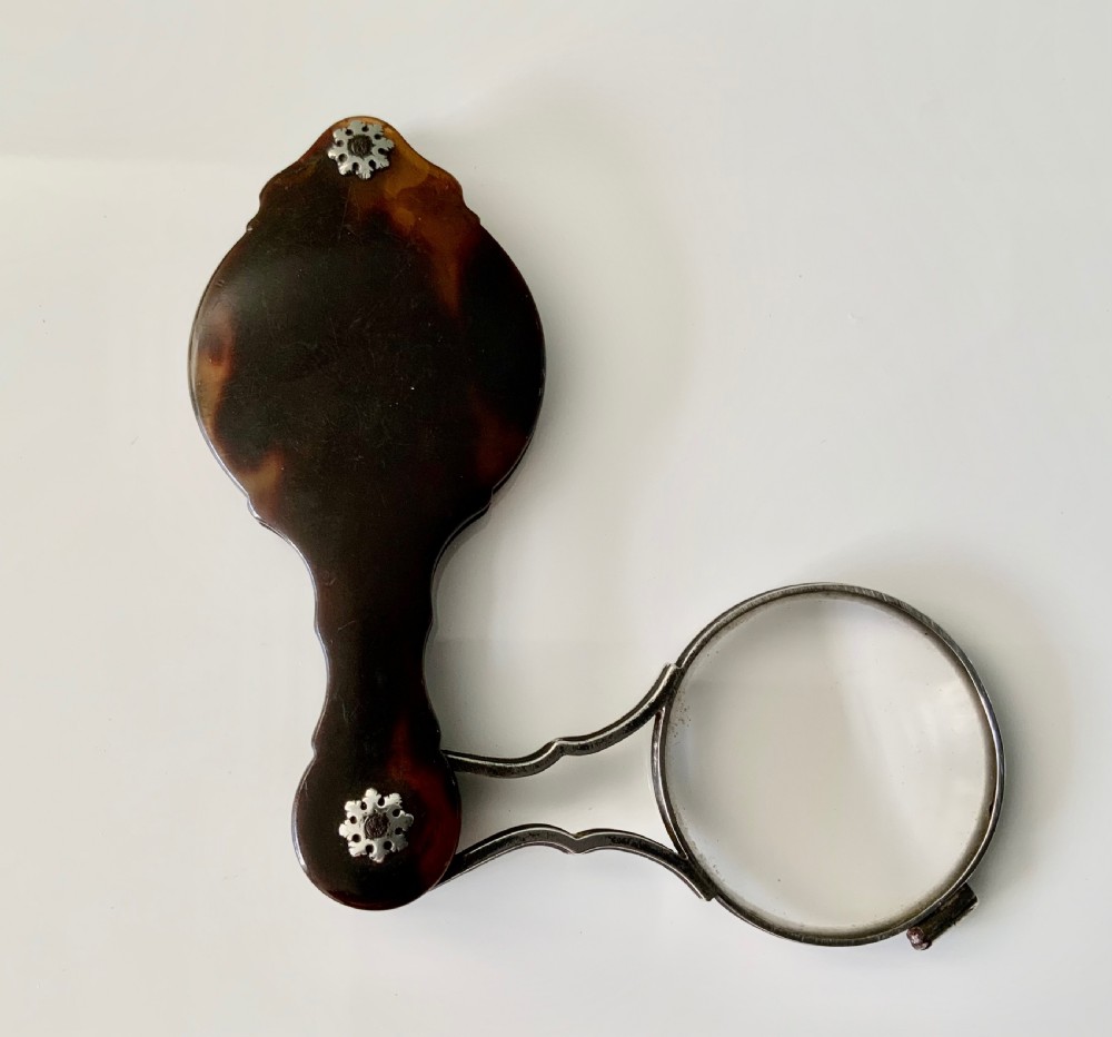 Georgian silver & tortoiseshell folding magnifying glass View VI