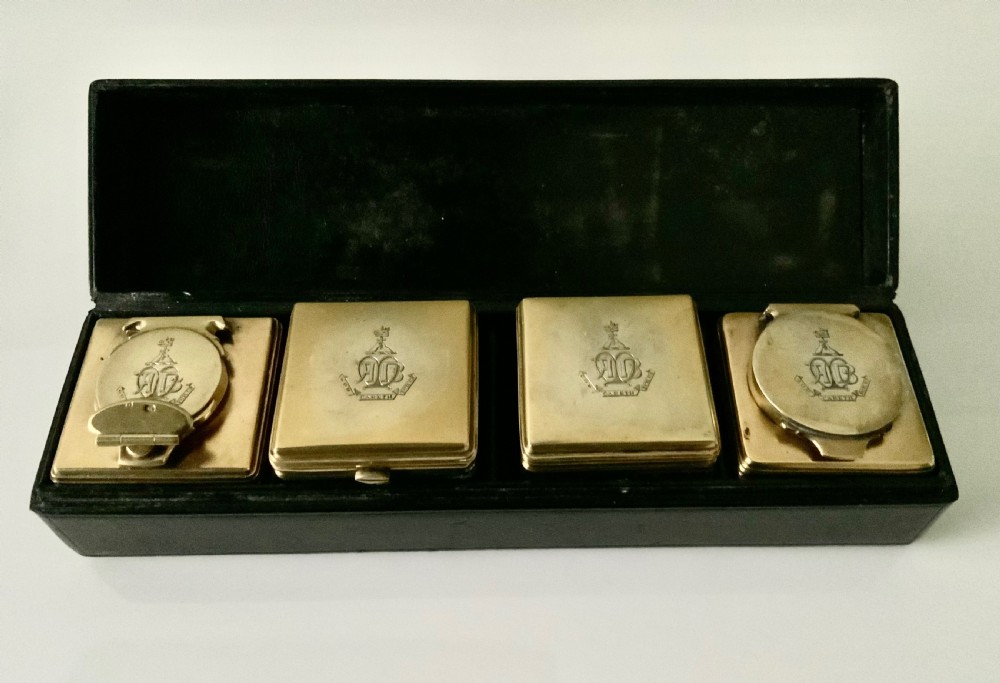 Superb silver boxed desk set - Baron Redesdale