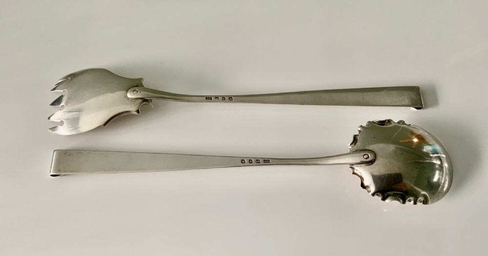 Arts & Crafts silver salad servers View II