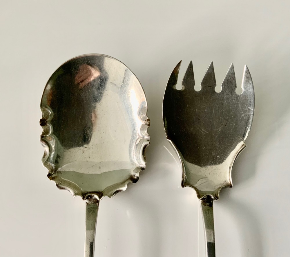 Arts & Crafts silver salad servers View V