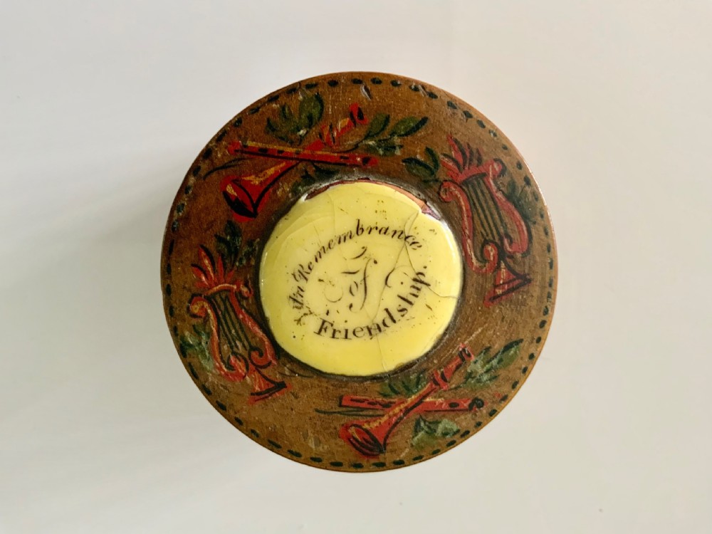 Rare Tunbridge ware box - Bilston enamel decoration