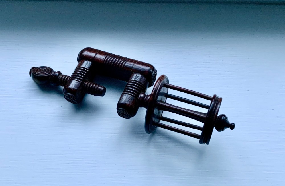 19th Century rosewood sewing clamp and winder View II