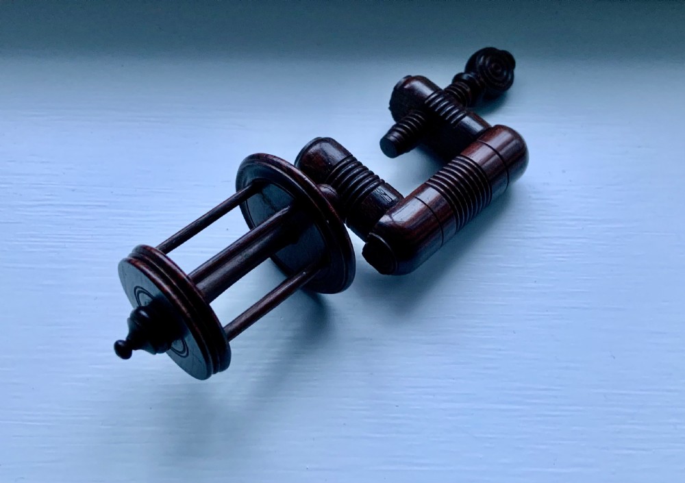 19th Century rosewood sewing clamp and winder View III