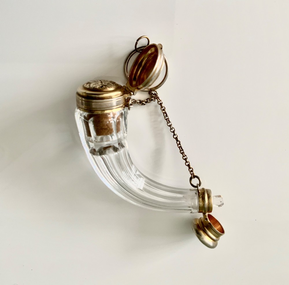 French silver gilt cornucopia vinaigrette and scent combination View II